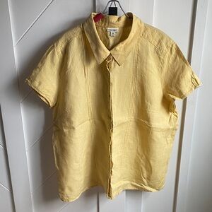 Cherokee Linen Yellow Button Down Shirt